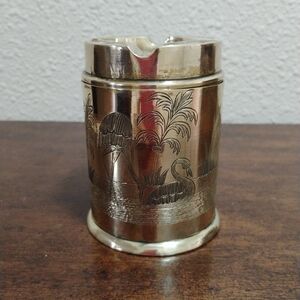 Rare Vintage Brass Ashtray With Canister